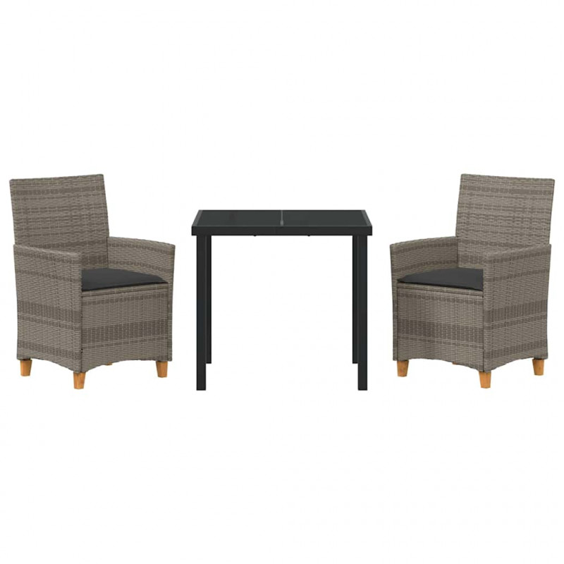 Zestaw do jadalni w ogrodzie 3 pcs Szary polirattan