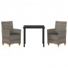 Zestaw do jadalni w ogrodzie 3 pcs Szary polirattan