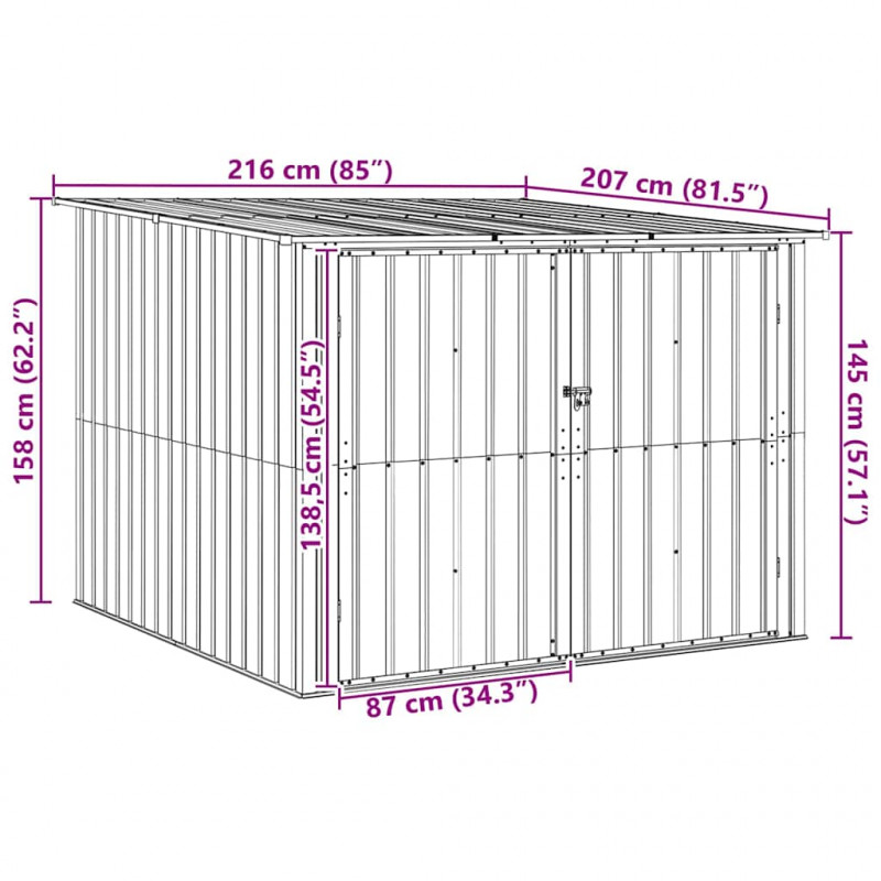 Shed na rower 3 pcs Antracyt 215 x 206 x 157 cm Metal