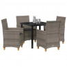 Zestaw do jadalni w ogrodzie 5 pcs Szary polirattan