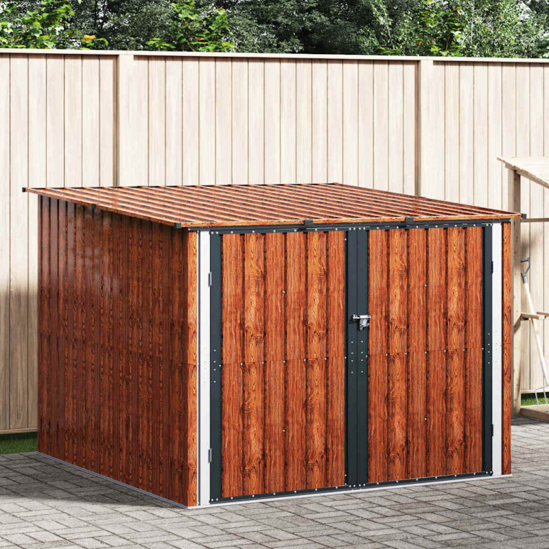 Shed na rower 3 pcs Brązowy 215 x 206 x 157 cm Metal