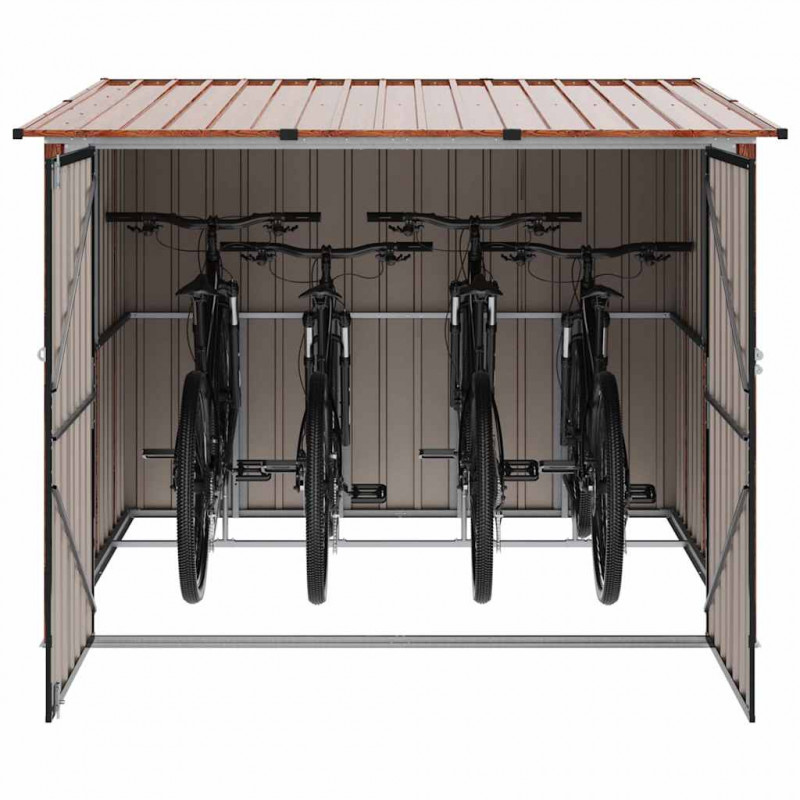 Shed na rower 3 pcs Brązowy 215 x 206 x 157 cm Metal