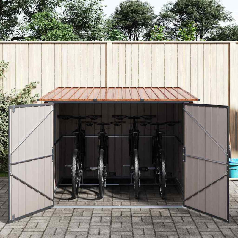 Shed na rower 3 pcs Brązowy 215 x 206 x 157 cm Metal
