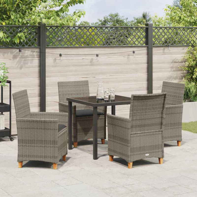 Zestaw do jadalni w ogrodzie 5 pcs Szary polirattan