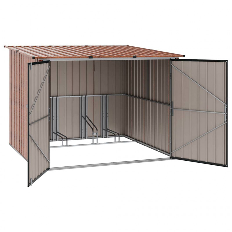 Shed na rower 3 pcs Brązowy 215 x 206 x 157 cm Metal