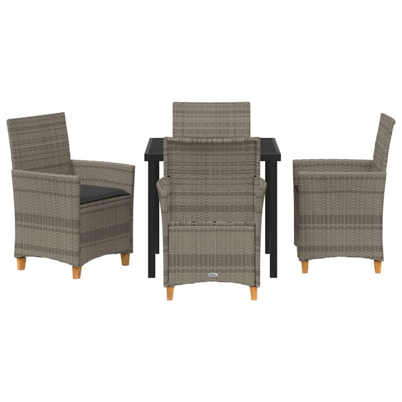 Zestaw do jadalni w ogrodzie 5 pcs Szary polirattan