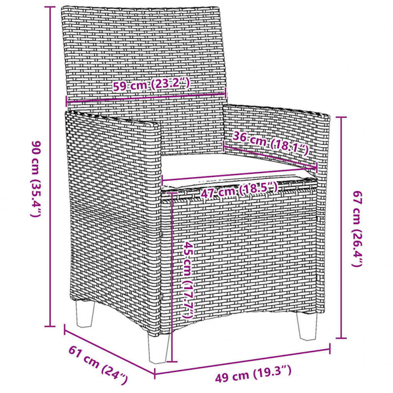 Zestaw do jadalni w ogrodzie 5 pcs Szary polirattan