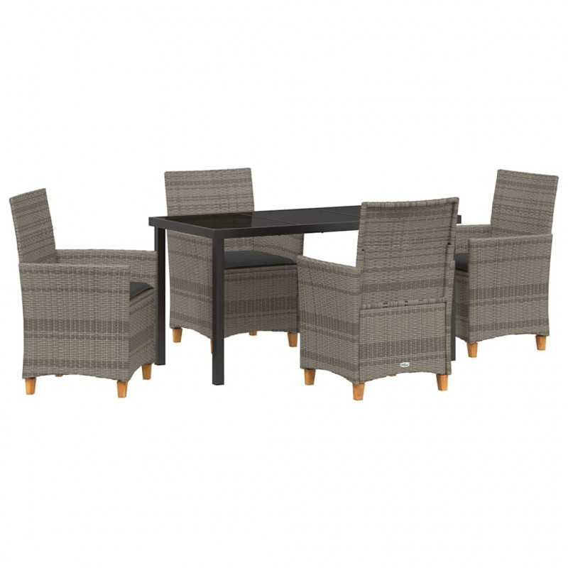 Zestaw do jadalni w ogrodzie 5 pcs Szary polirattan
