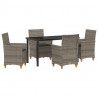 Zestaw do jadalni w ogrodzie 5 pcs Szary polirattan