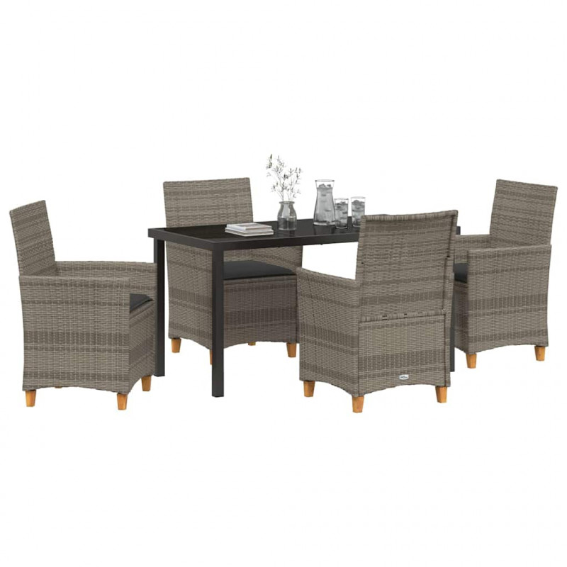 Zestaw do jadalni w ogrodzie 5 pcs Szary polirattan
