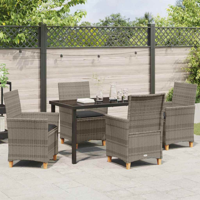 Zestaw do jadalni w ogrodzie 5 pcs Szary polirattan