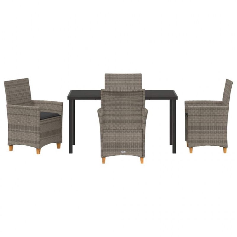 Zestaw do jadalni w ogrodzie 5 pcs Szary polirattan