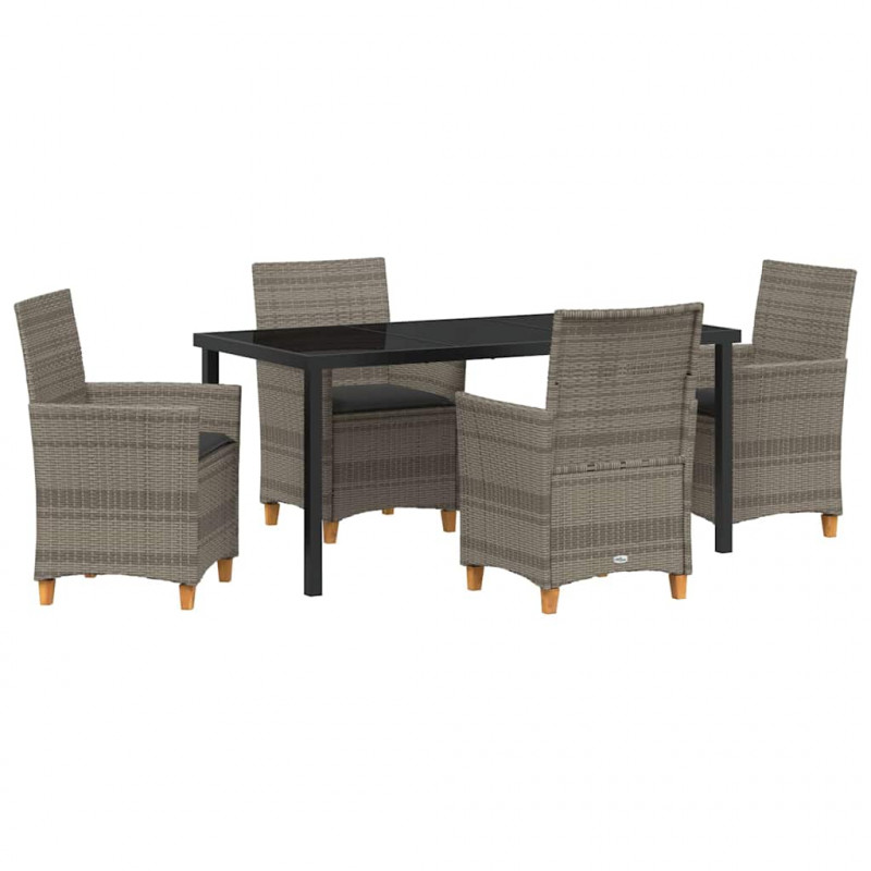 Zestaw do jadalni w ogrodzie 5 pcs Szary polirattan