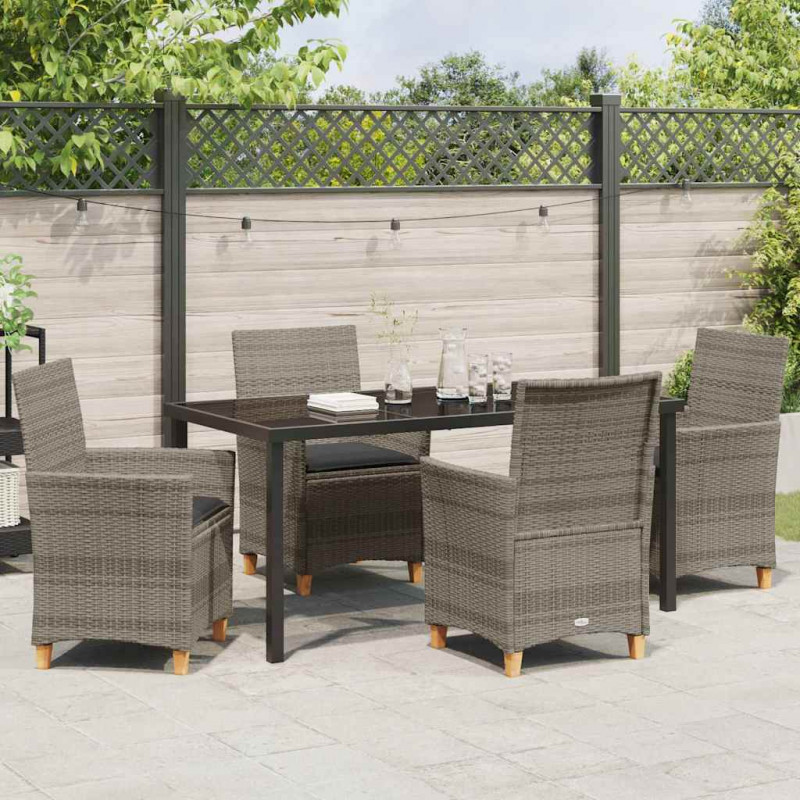 Zestaw do jadalni w ogrodzie 5 pcs Szary polirattan