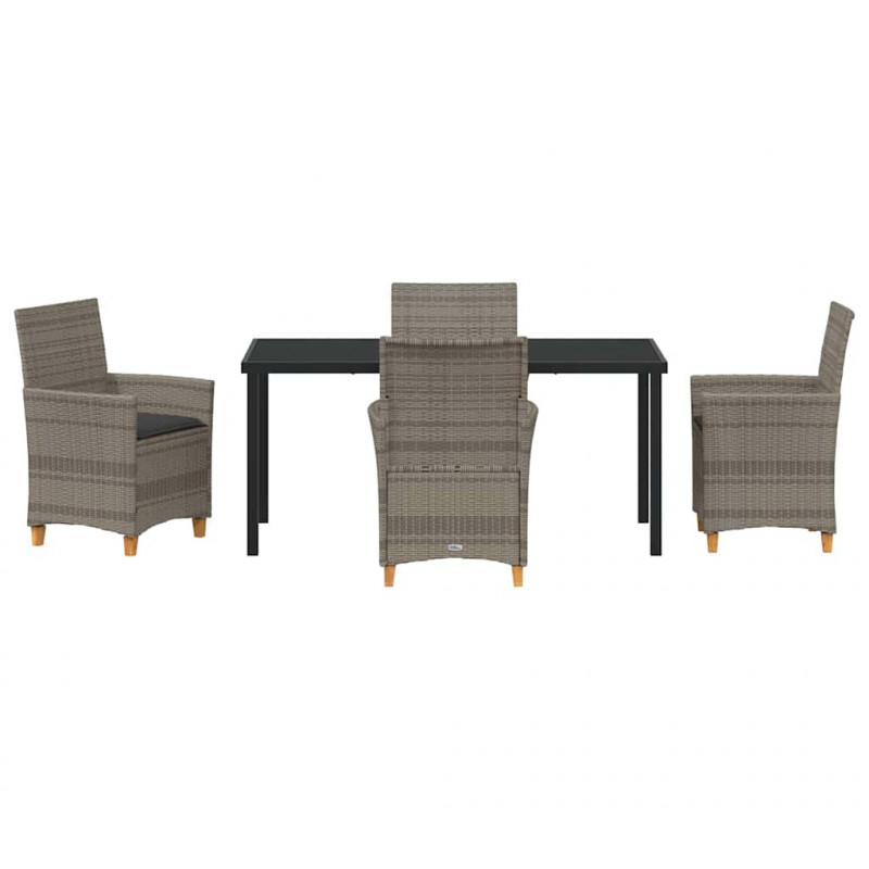 Zestaw do jadalni w ogrodzie 5 pcs Szary polirattan