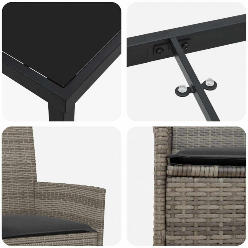 Zestaw do jadalni w ogrodzie 5 pcs Szary polirattan