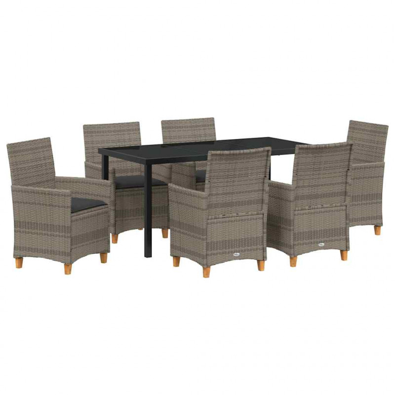 Zestaw do jadalni w ogrodzie 7 pcs Szary polirattan