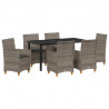 Zestaw do jadalni w ogrodzie 7 pcs Szary polirattan