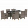 Zestaw do jadalni w ogrodzie 7 pcs Szary polirattan
