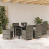 Zestaw do jadalni w ogrodzie 7 pcs Szary polirattan