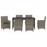 Zestaw do jadalni w ogrodzie 7 pcs Szary polirattan