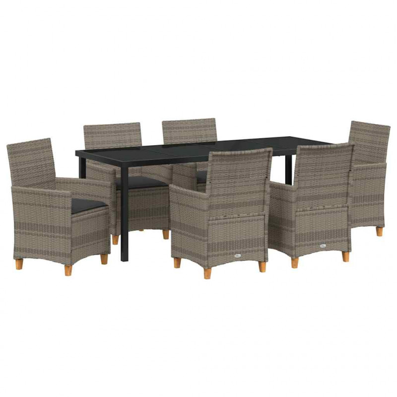 Zestaw do jadalni w ogrodzie 7 pcs Szary polirattan