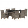 Zestaw do jadalni w ogrodzie 7 pcs Szary polirattan