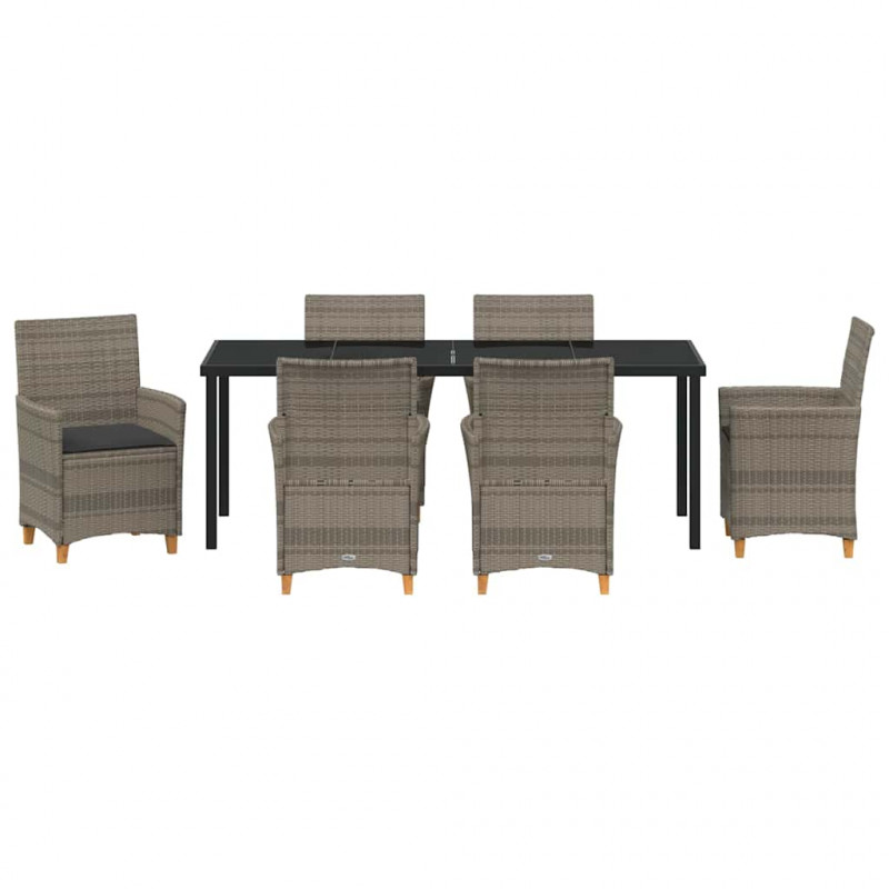 Zestaw do jadalni w ogrodzie 7 pcs Szary polirattan