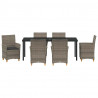 Zestaw do jadalni w ogrodzie 7 pcs Szary polirattan