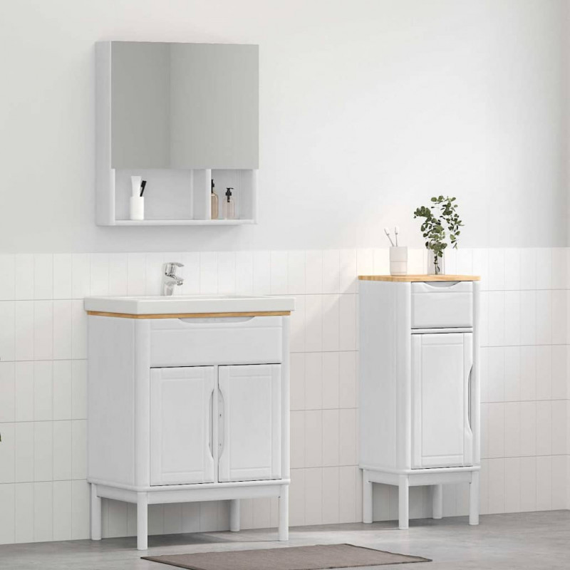 Zestaw mebli łazienkowych FLORO 2 pcs Biały Lite drewno sosnowe