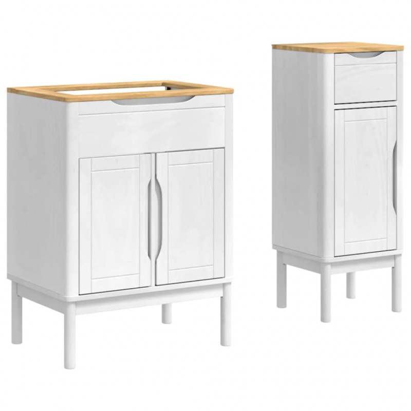 Zestaw mebli łazienkowych FLORO 2 pcs Biały Lite drewno sosnowe