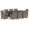 Zestaw do jadalni w ogrodzie 9 pcs Szary polirattan