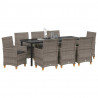 Zestaw do jadalni w ogrodzie 9 pcs Szary polirattan