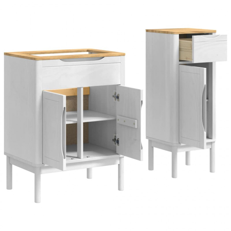 Zestaw mebli łazienkowych FLORO 2 pcs Biały Lite drewno sosnowe