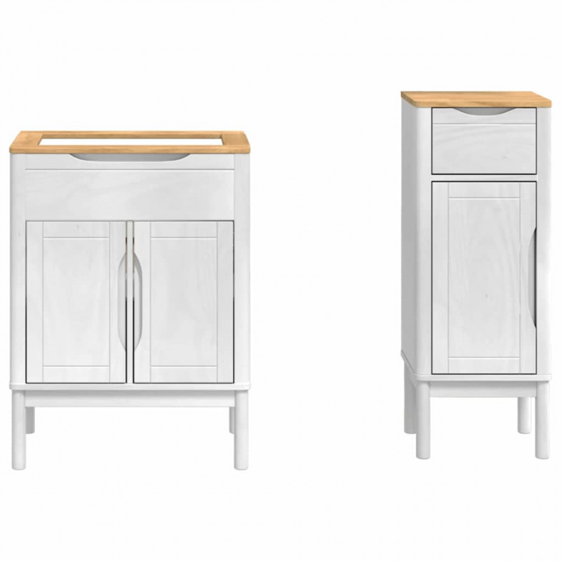 Zestaw mebli łazienkowych FLORO 2 pcs Biały Lite drewno sosnowe