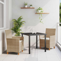 Zestaw do jadalni w ogrodzie 3 pcs Beżowy polirattan