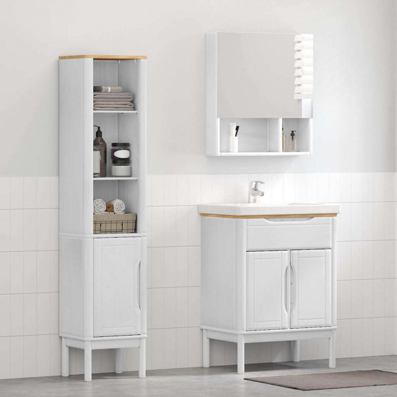 Zestaw mebli łazienkowych FLORO 2 pcs Biały Lite drewno sosnowe