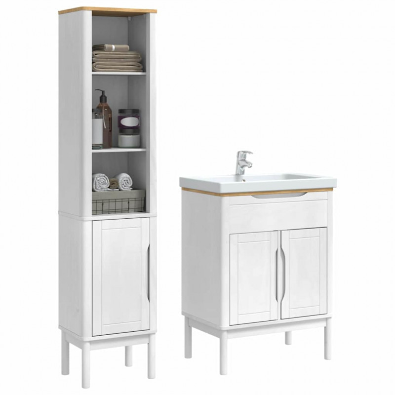 Zestaw mebli łazienkowych FLORO 2 pcs Biały Lite drewno sosnowe