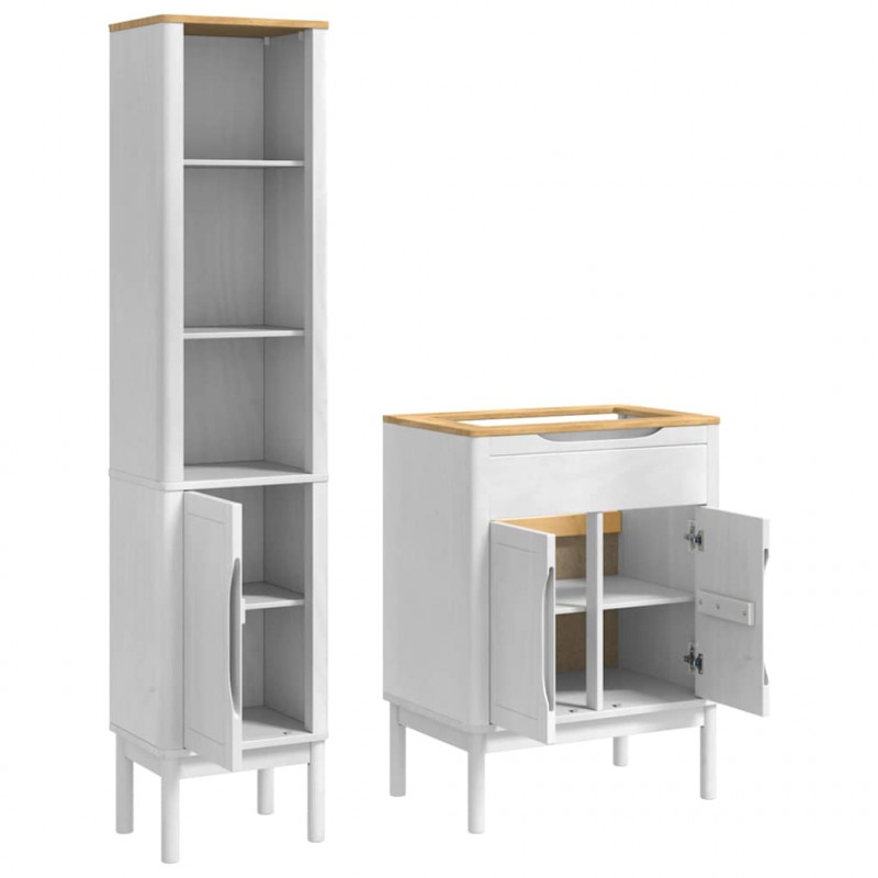 Zestaw mebli łazienkowych FLORO 2 pcs Biały Lite drewno sosnowe