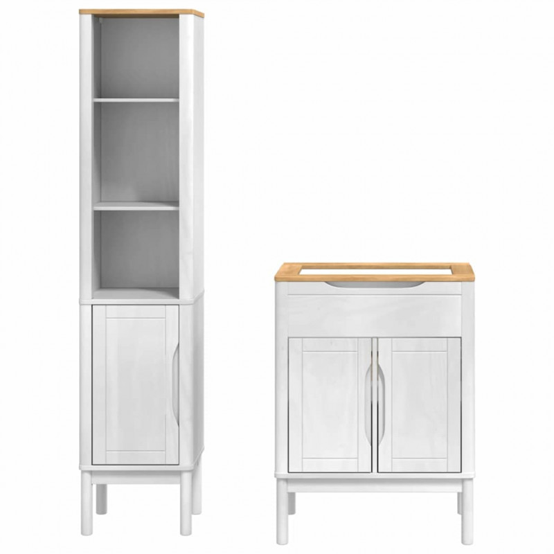 Zestaw mebli łazienkowych FLORO 2 pcs Biały Lite drewno sosnowe