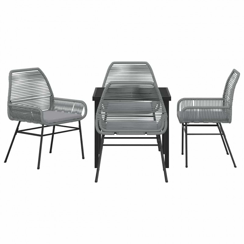 Zestaw do jadalni w ogrodzie z poduszką 5 pcs Szary polirattan