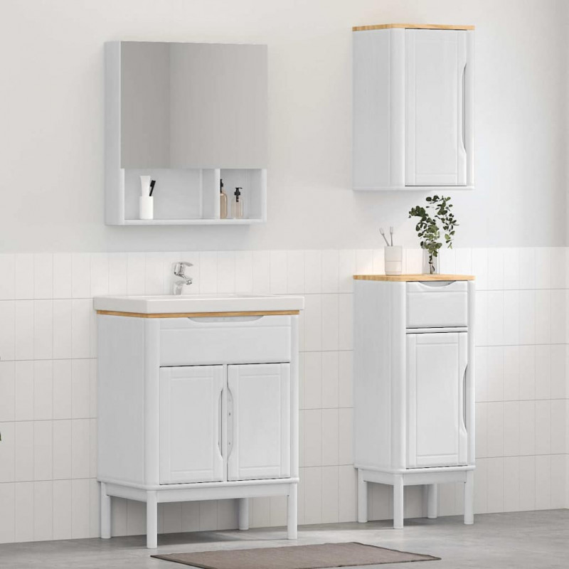 Zestaw mebli łazienkowych FLORO 3 pcs Biały Lite drewno sosnowe