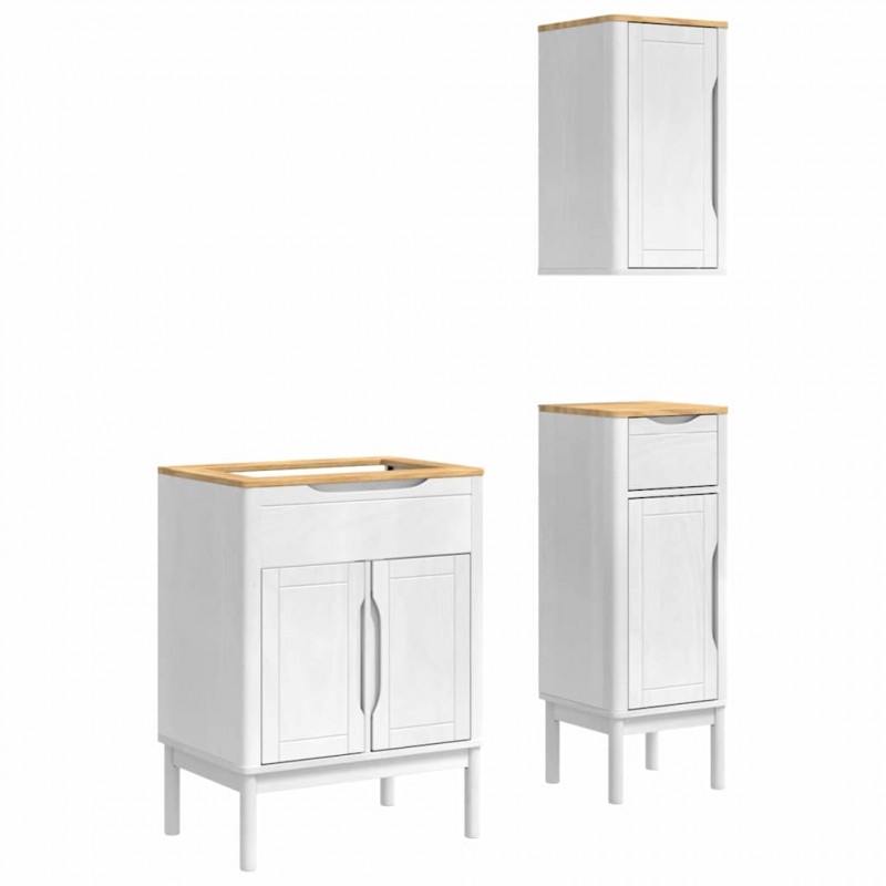 Zestaw mebli łazienkowych FLORO 3 pcs Biały Lite drewno sosnowe