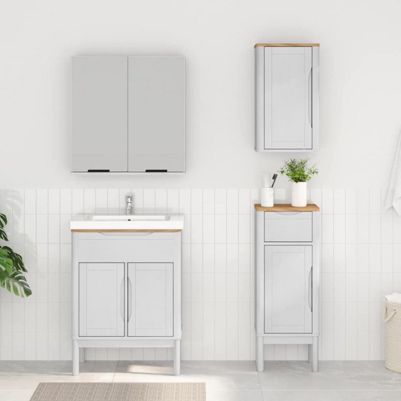 Zestaw mebli łazienkowych FLORO 3 pcs Biały Lite drewno sosnowe