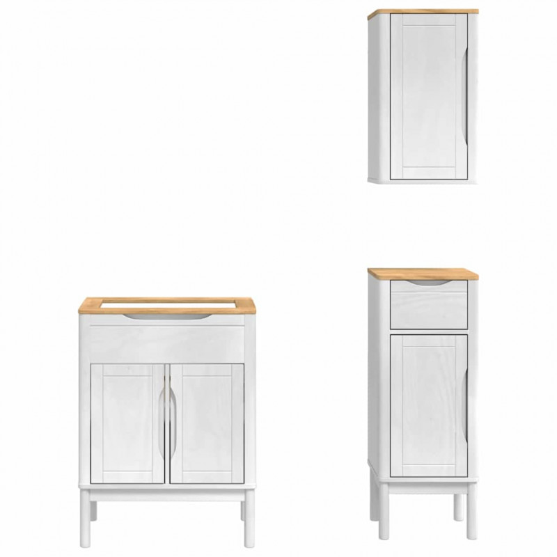 Zestaw mebli łazienkowych FLORO 3 pcs Biały Lite drewno sosnowe