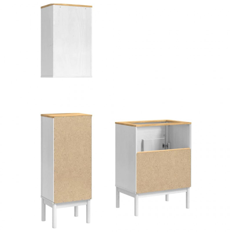 Zestaw mebli łazienkowych FLORO 3 pcs Biały Lite drewno sosnowe
