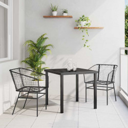 Zestaw do jadalni w ogrodzie 3 pcs Czarny polirattan