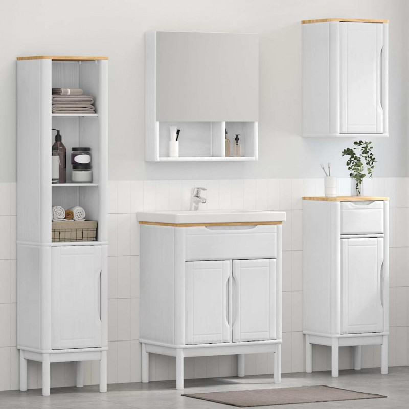 Zestaw mebli łazienkowych FLORO 4 pcs Biały Lite drewno sosnowe