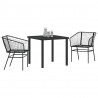 Zestaw do jadalni w ogrodzie 3 pcs Czarny polirattan