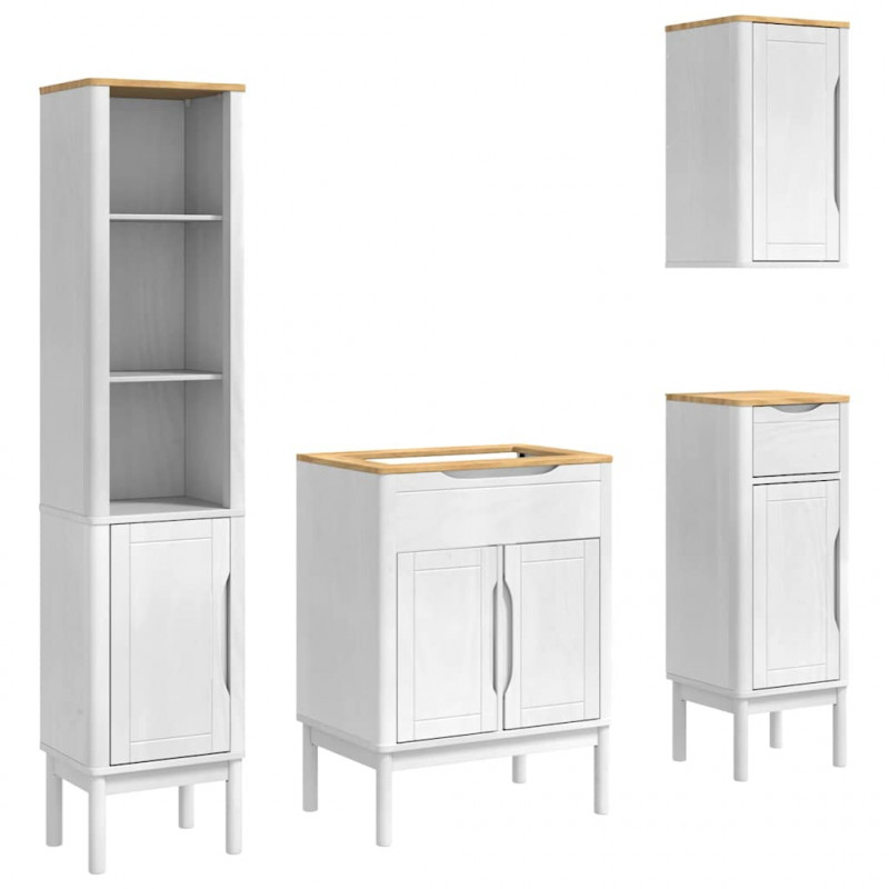 Zestaw mebli łazienkowych FLORO 4 pcs Biały Lite drewno sosnowe